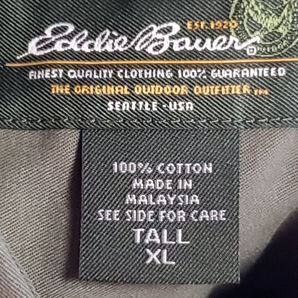 Eddie Bauer | Army Green Button Down Shirt | Size Tall XL - Picture 2 of 3